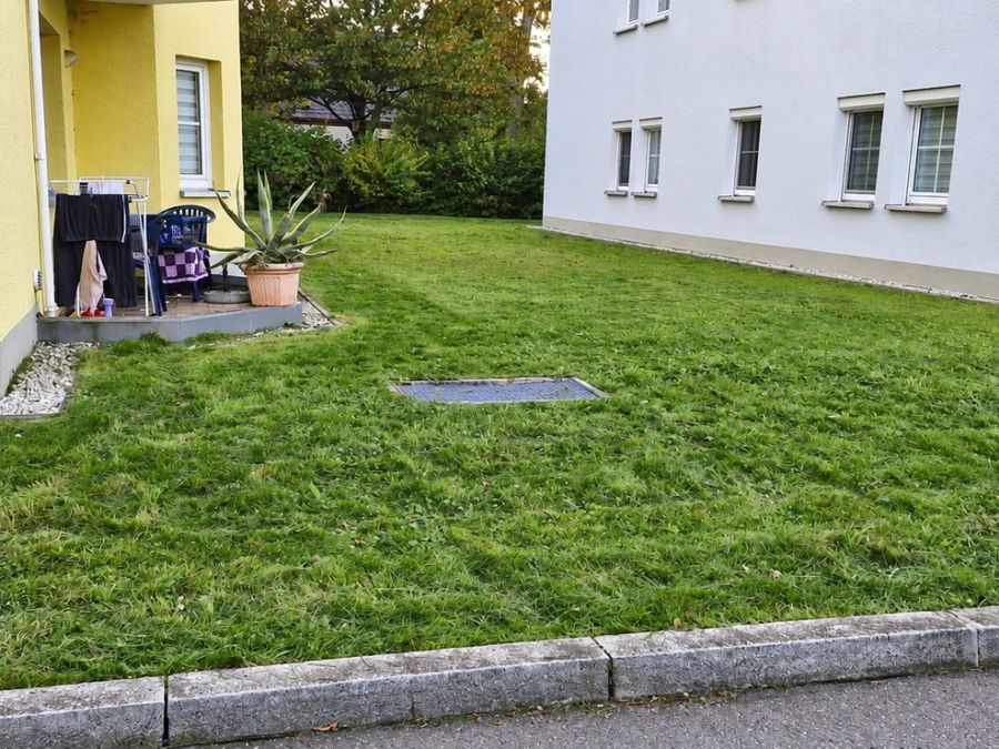 Gepflegte Außenanlage an einem Mehrfamilienhaus in Lugau